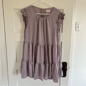 Aritzia Wilfred Ardoise Purple Ruffled Tiered Dress Size S